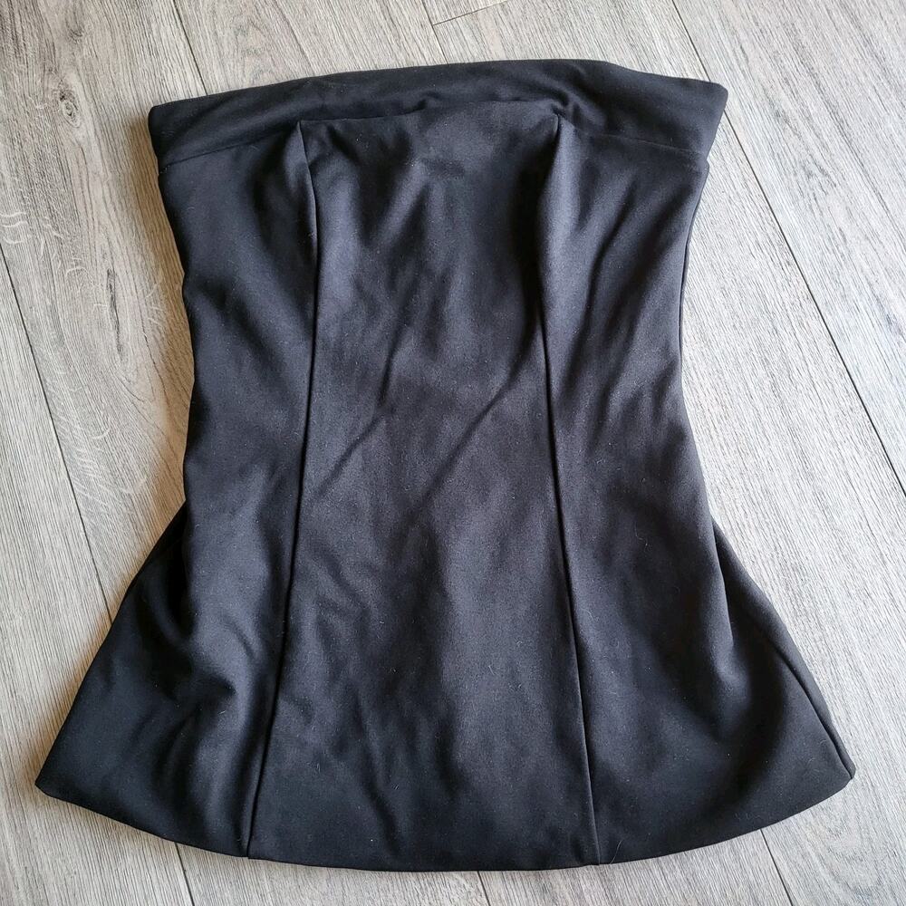 RNWY Women's M (US6) Black Zip-Up Peplum Strapless Top Lined | Stretch